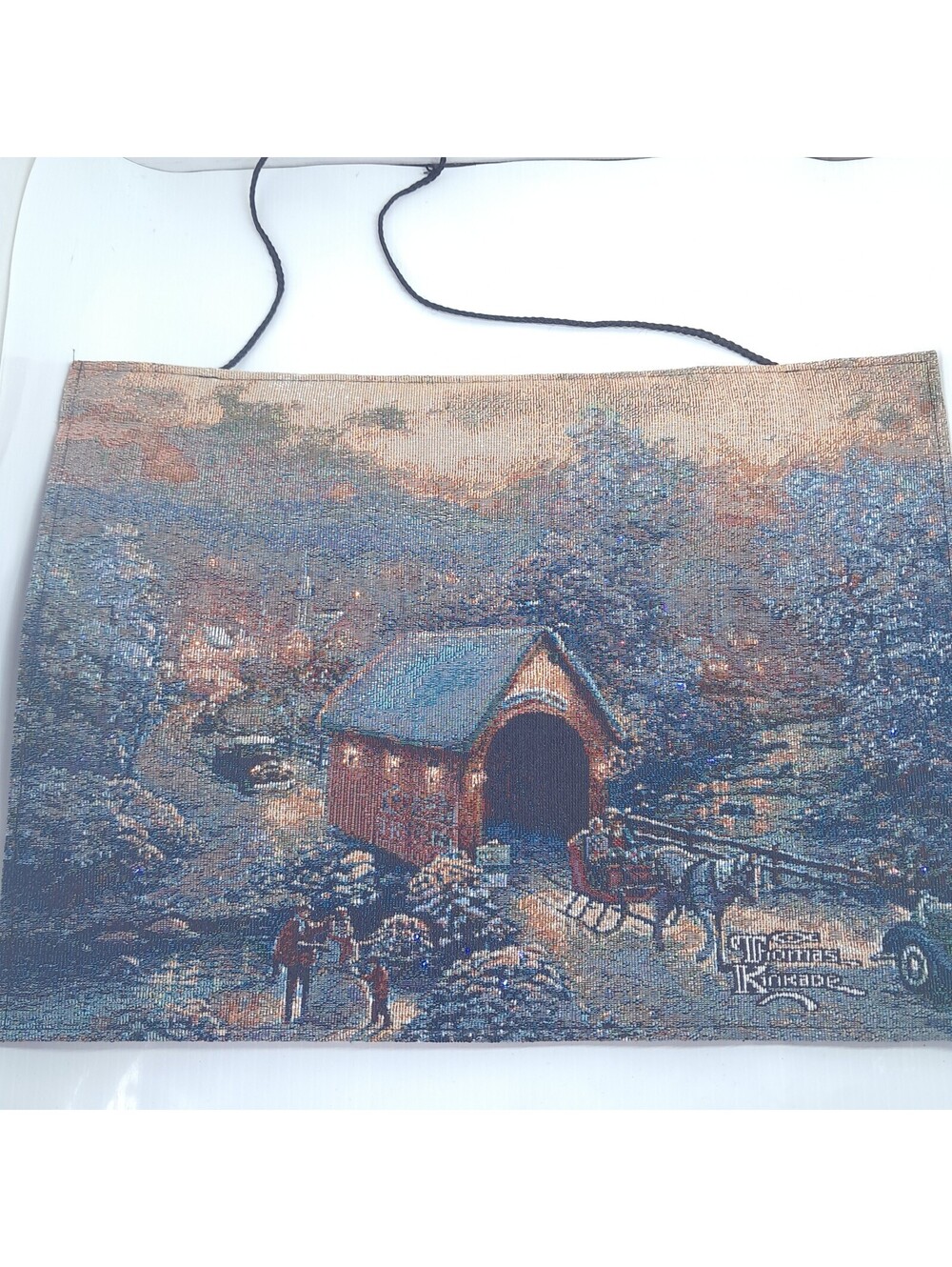 Thomas Kinkade Winter Evening Memories hang Tapestry Banner light up Christmas